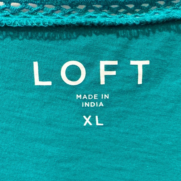 Ann Taylor LOFT Turquoise Blouse with Lace and Flutter Sleeves Women’s Size XL - Picture 9 of 14